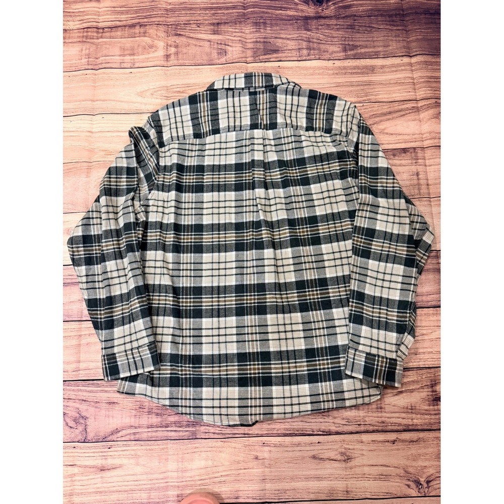Eddie Bauer Mens 2XL Field Flannel Flex 2.0 Shirt Black White Tan Plaid 13501912 - Picture 2 of 8